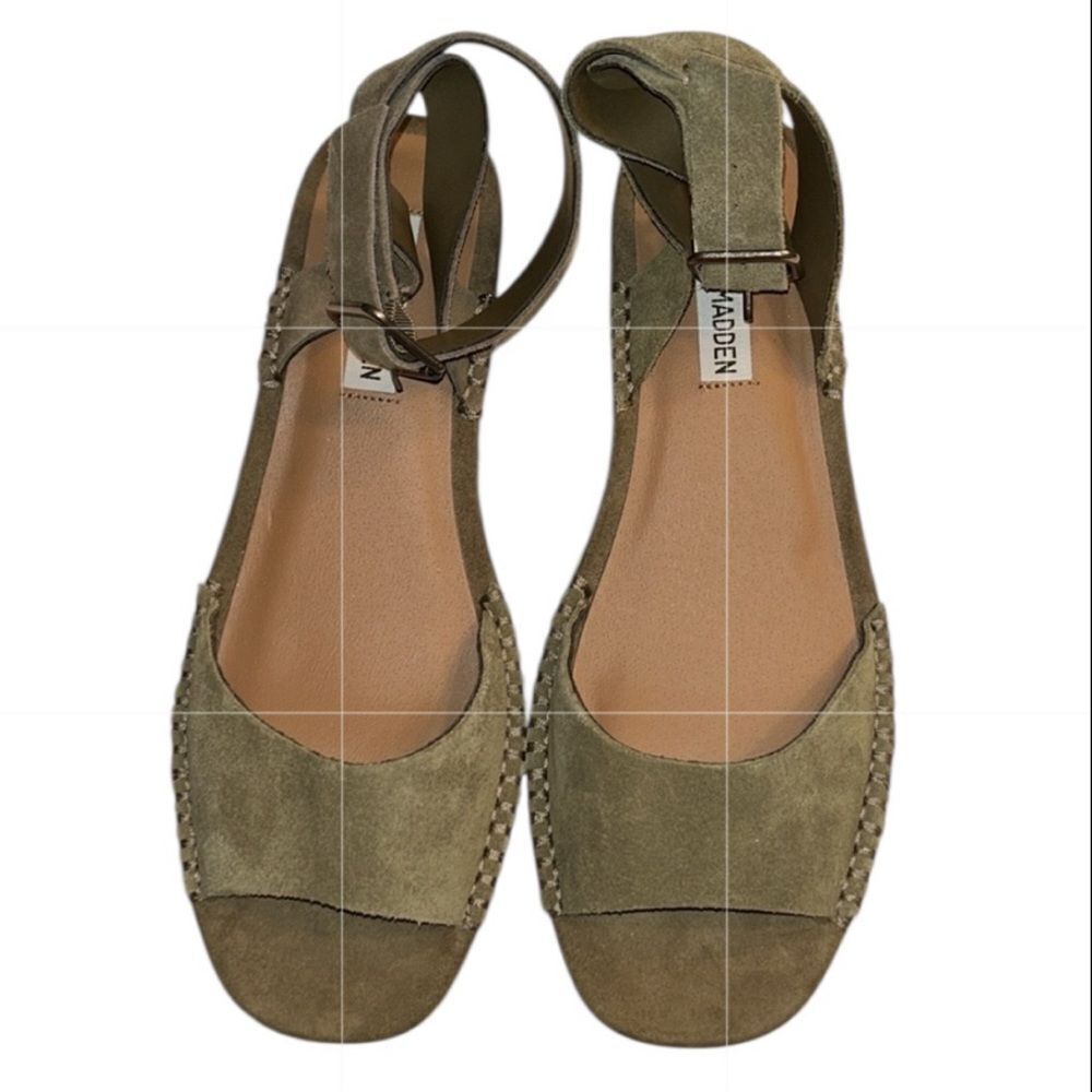 Steve Madden Green Suede/Leather Wedge Heel Open Toe Sandals (Size 8.5M) - Picture 2 of 11